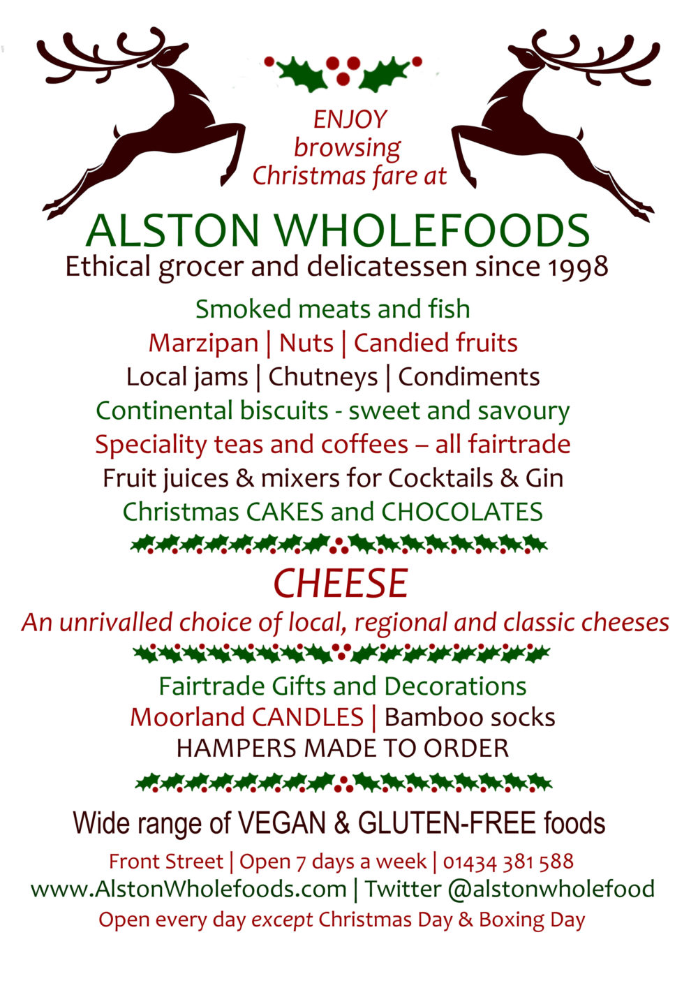 Browse Christmas fare at Alston Wholefoods